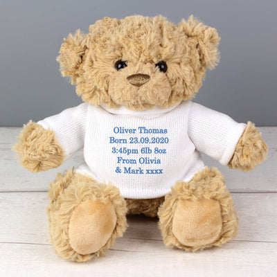 Personalised Message Teddy Bear - Blue - Shop Personalised Gifts