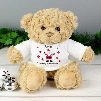 Personalised Spotty Santa Message Christmas Teddy Bear - Shop Personalised Gifts