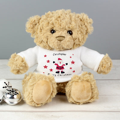 Personalised Spotty Santa Message Christmas Teddy Bear - Shop Personalised Gifts