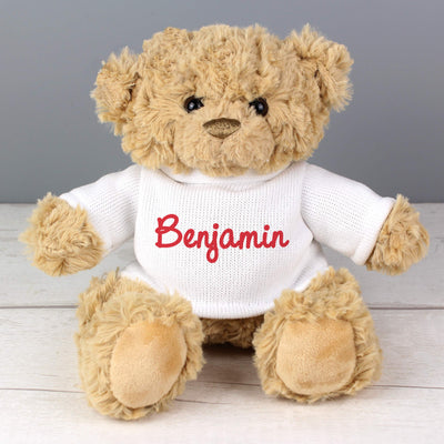 Personalised Red Name Only Teddy Bear - Shop Personalised Gifts