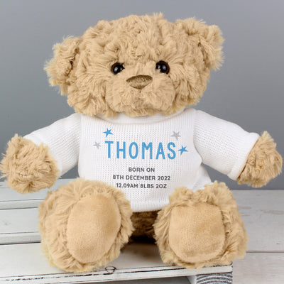 Personalised Blue Name & Message Teddy Bear - Shop Personalised Gifts