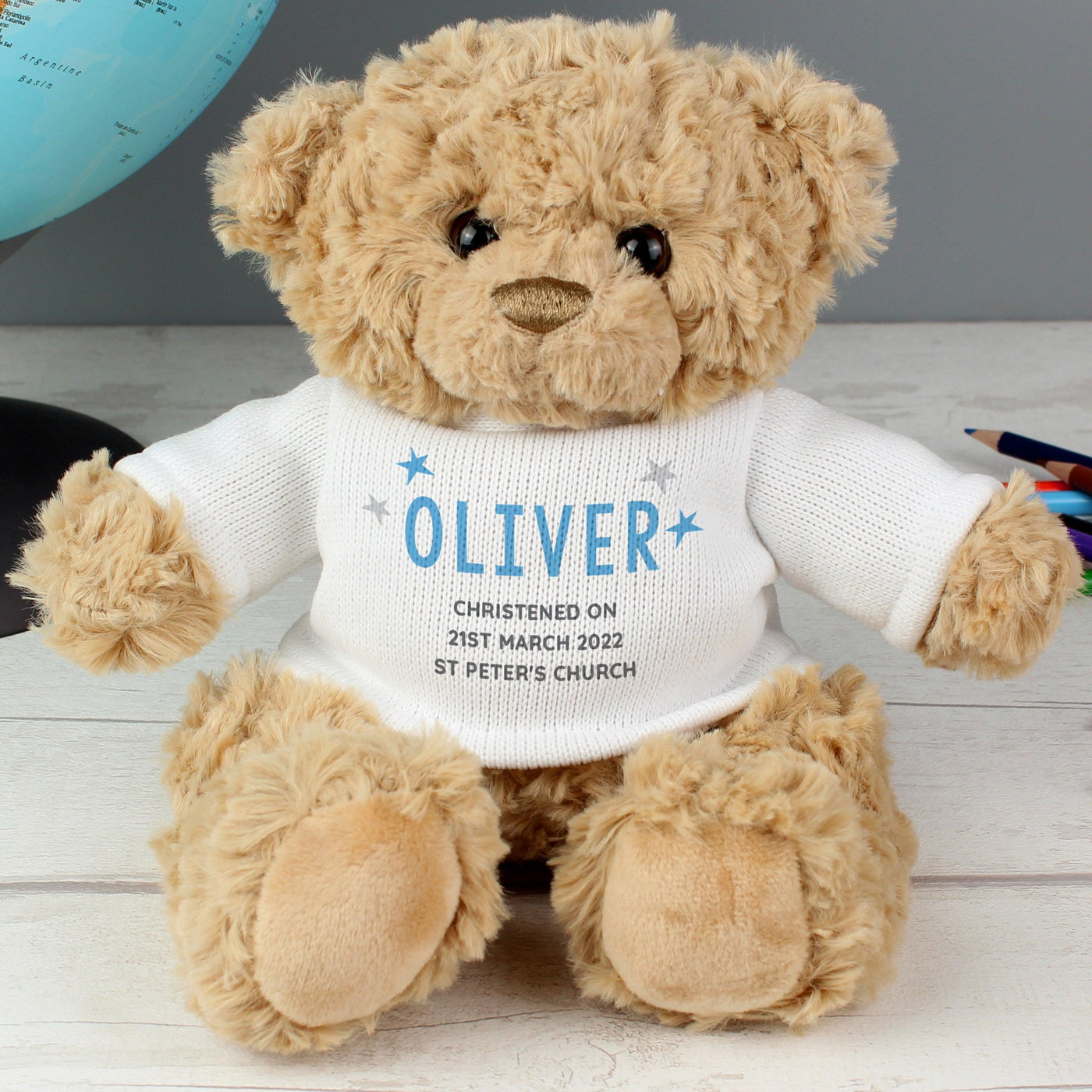 Personalised Blue Name & Message Teddy Bear - Shop Personalised Gifts