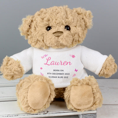 Personalised Pink Name & Message Teddy Bear - Shop Personalised Gifts