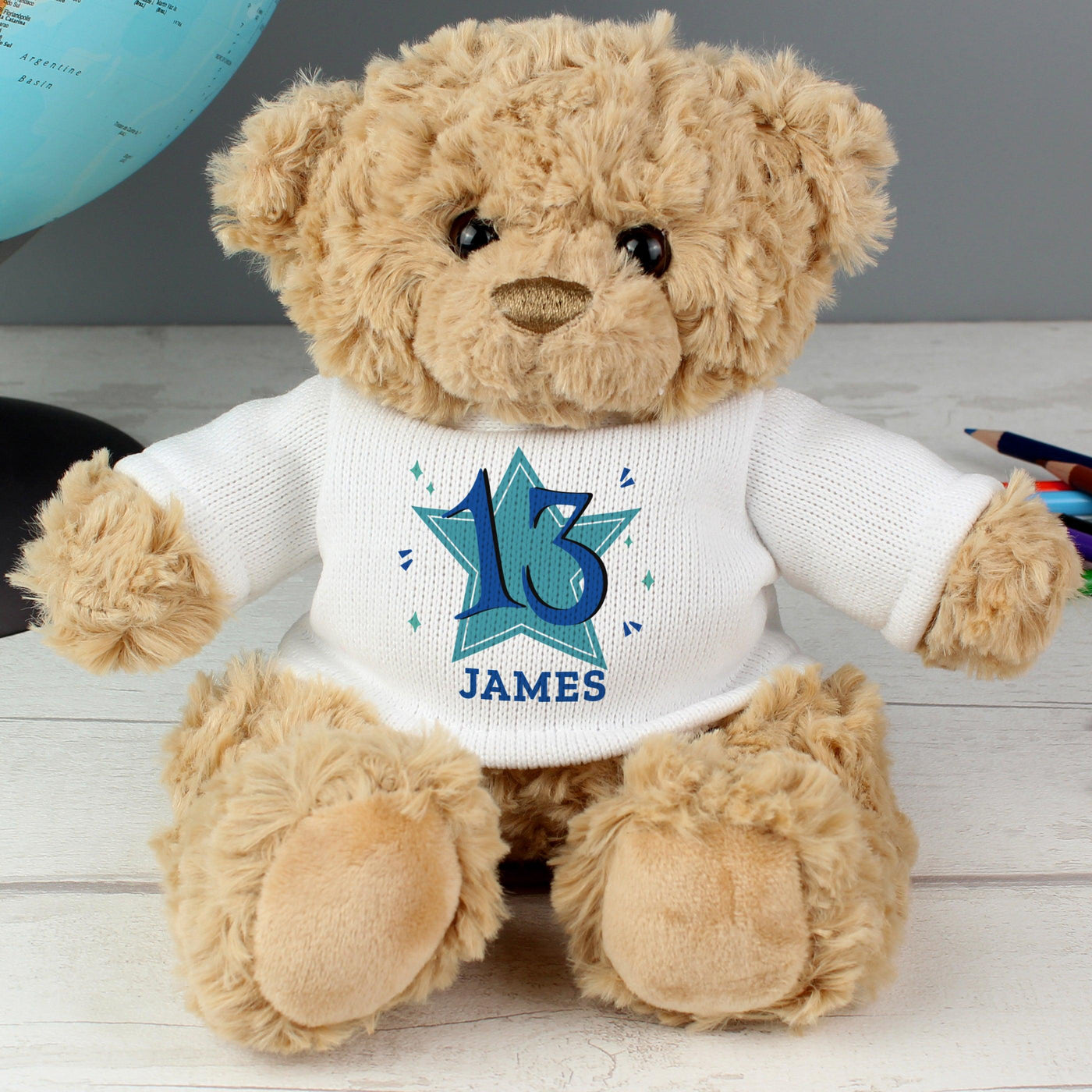 Personalised Blue Big Age Teddy Bear - Shop Personalised Gifts