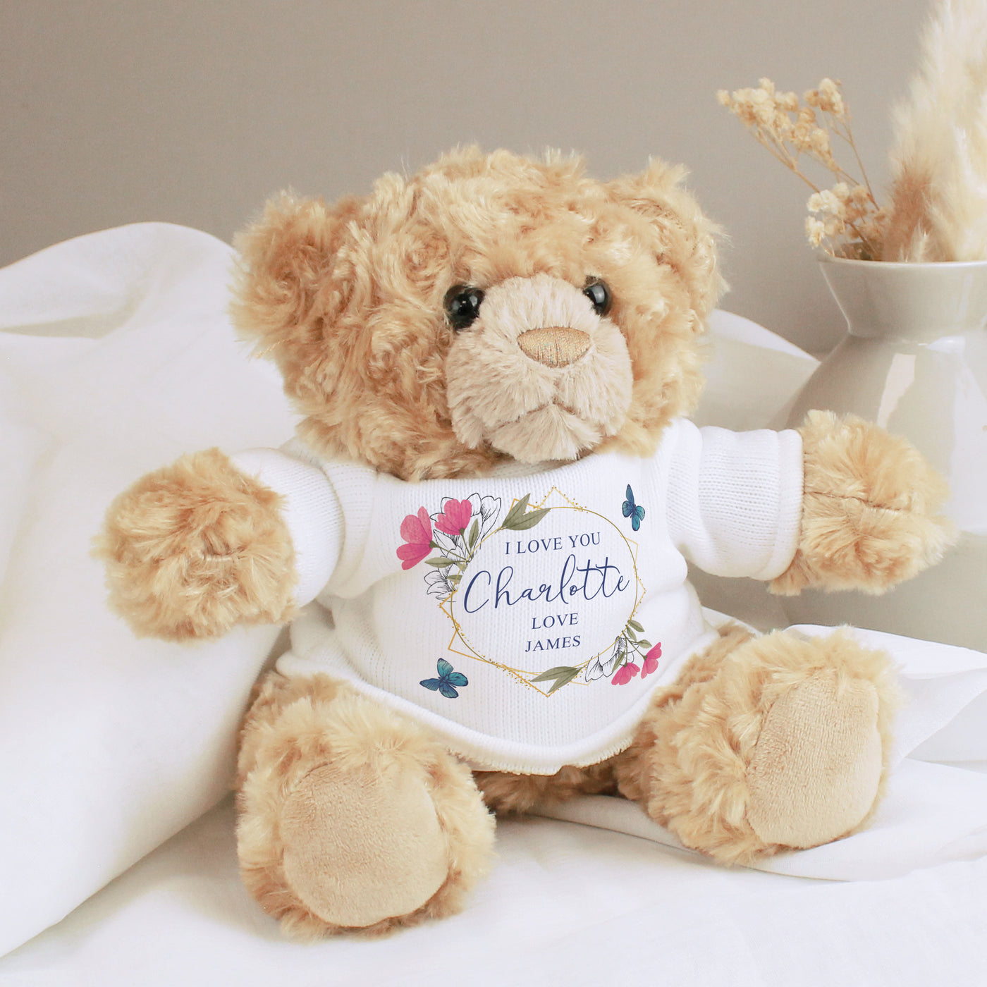 Personalised Geometric Floral Teddy Bear