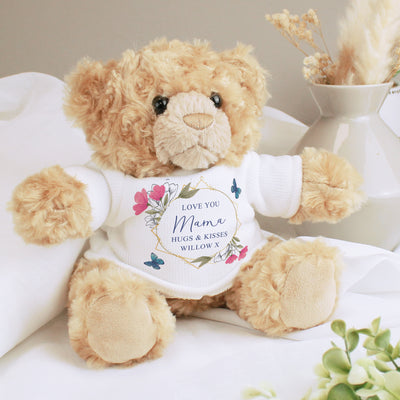 Personalised Geometric Floral Teddy Bear