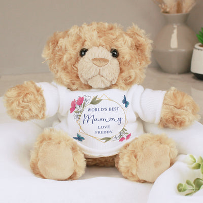 Personalised Geometric Floral Teddy Bear