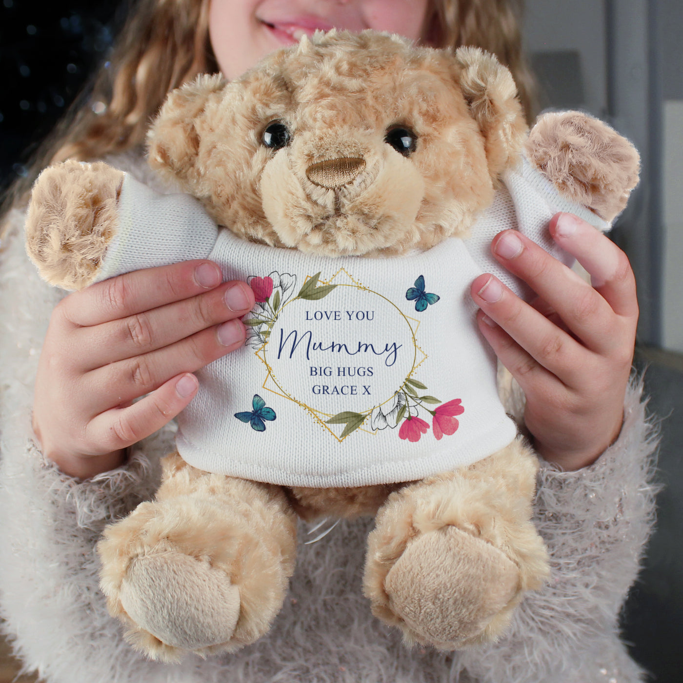 Personalised Geometric Floral Teddy Bear