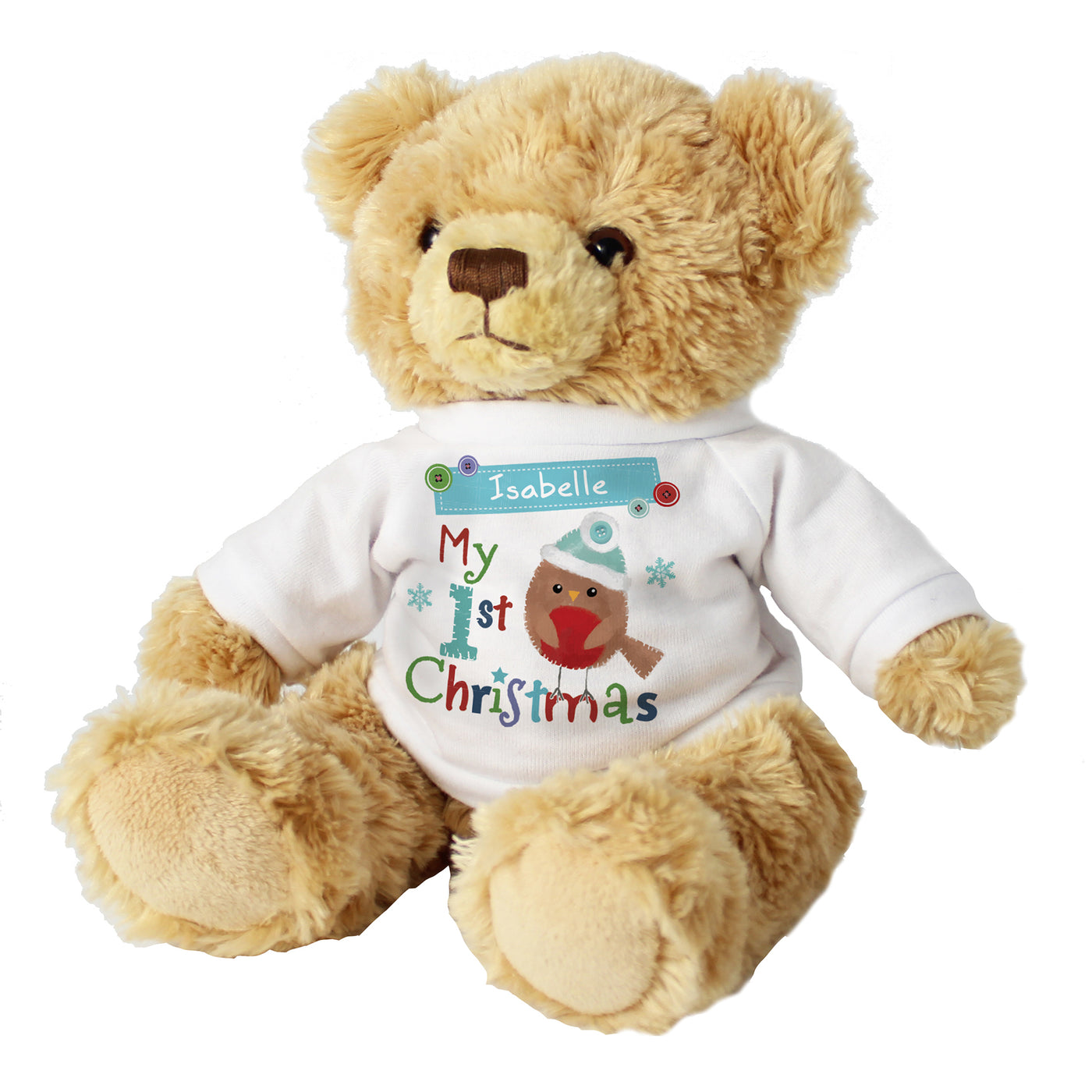 Personalised Felt Stitch Robin My 1st Christmas Teddy Bear - Shop Personalised Gifts