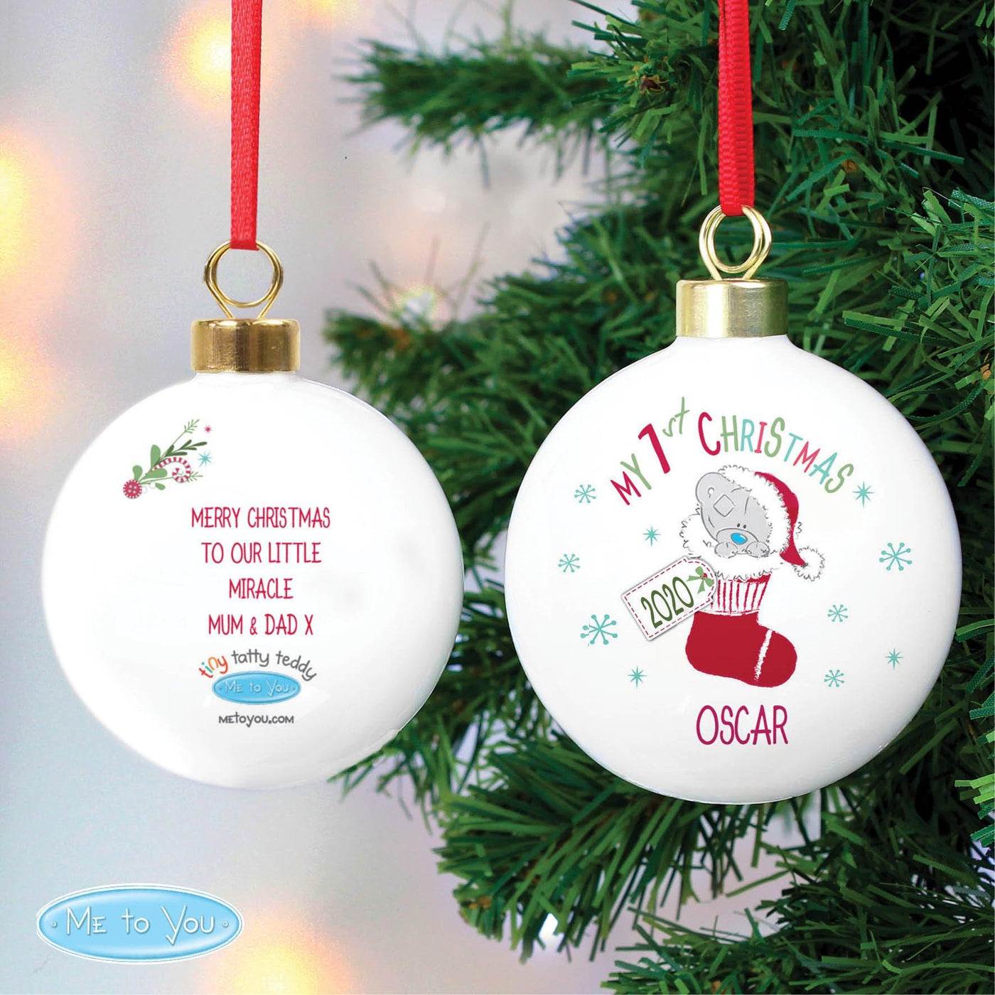 Personalised Tiny Tatty Teddy My 1st Christmas Stocking Bauble - Shop Personalised Gifts