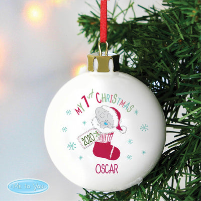Personalised Tiny Tatty Teddy My 1st Christmas Stocking Bauble - Shop Personalised Gifts