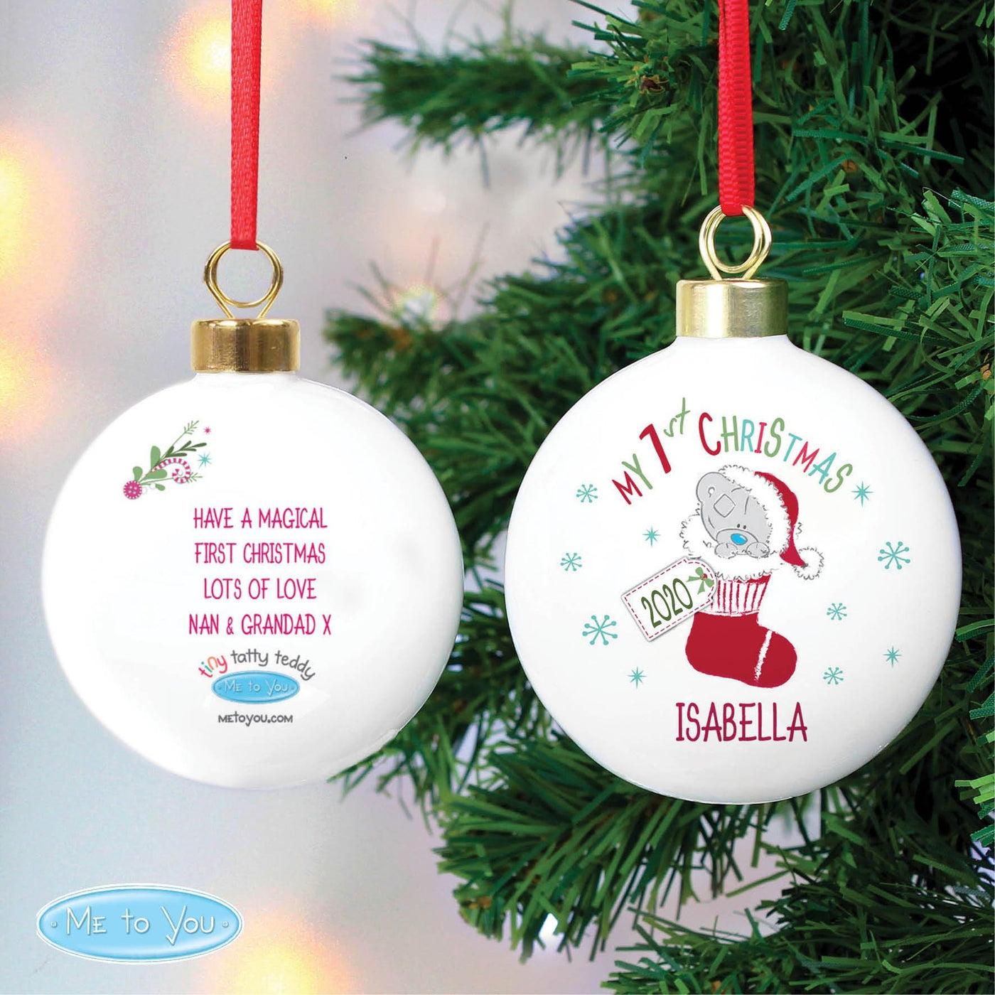 Personalised Tiny Tatty Teddy My 1st Christmas Stocking Bauble - Shop Personalised Gifts