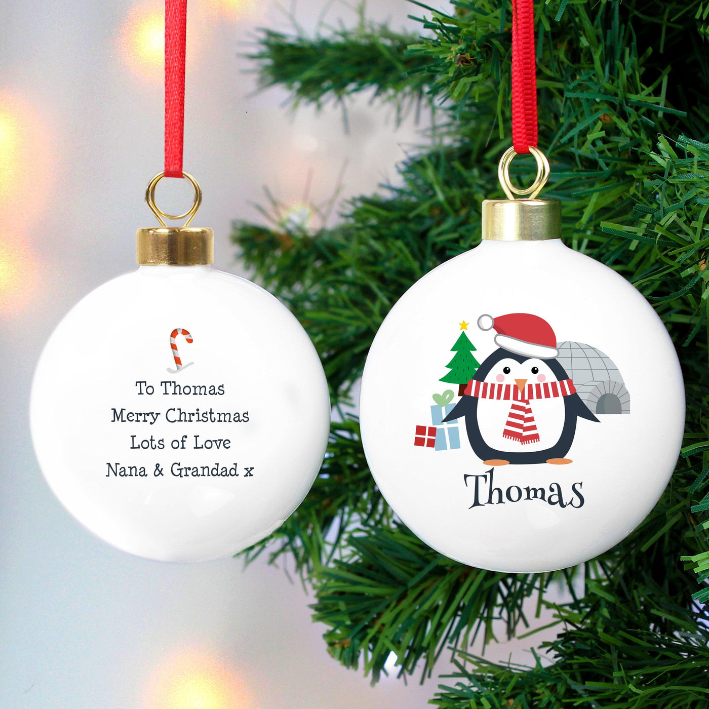 Personalised Christmas Penguin Bauble - Shop Personalised Gifts