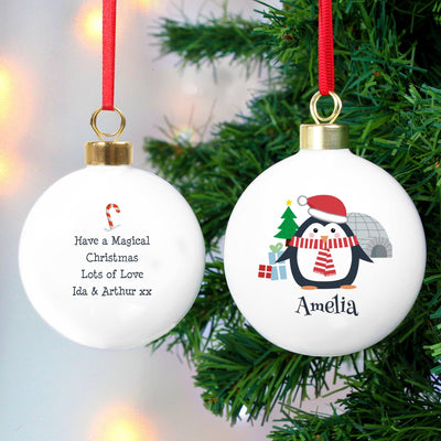 Personalised Christmas Penguin Bauble - Shop Personalised Gifts