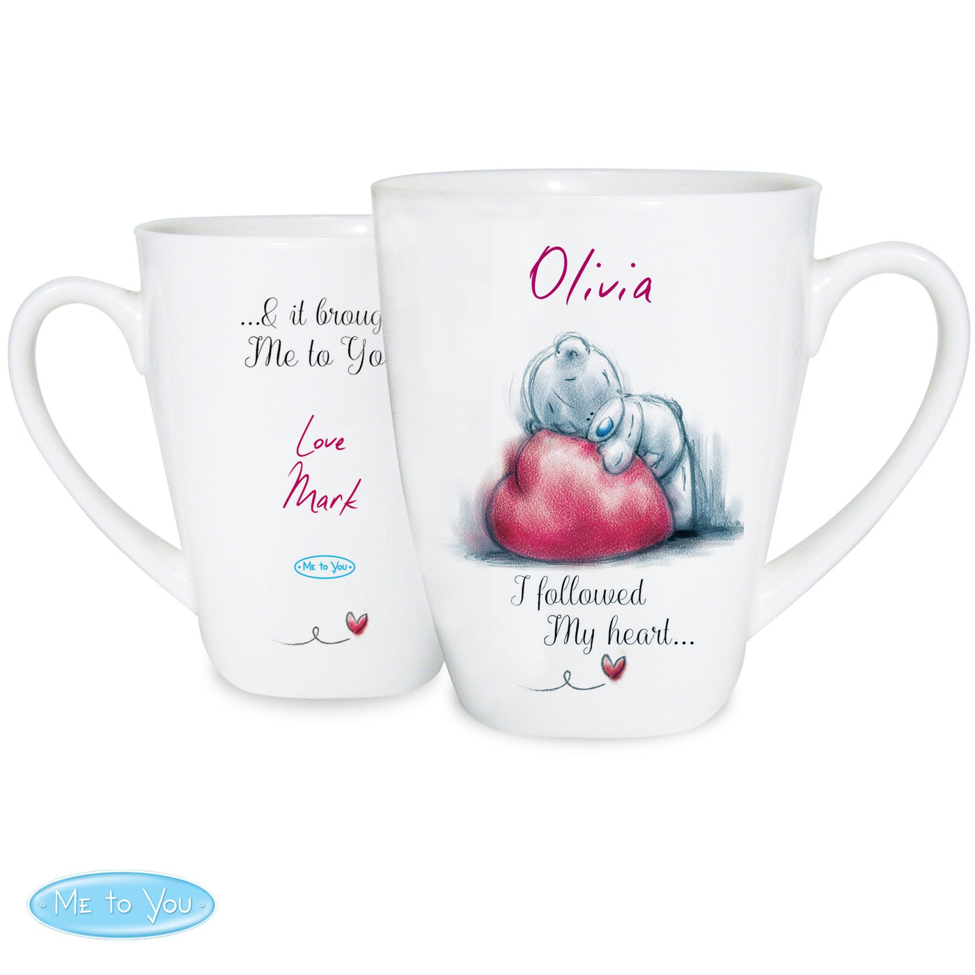 Personalised Me To You Heart Bone China Latte Mug - Shop Personalised Gifts
