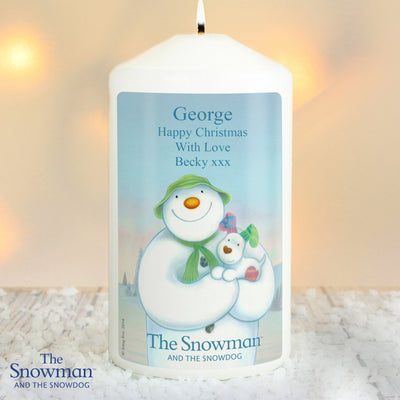 Personalised The Snowman and the Snowdog Pillar Wax Candle - Shop Personalised Gifts