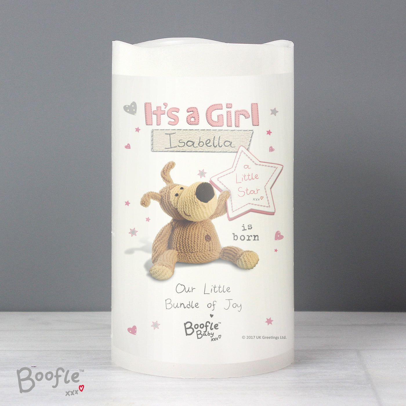 Personalised Boofle It's a Girl Nightlight LED Candle - Shop Personalised Gifts