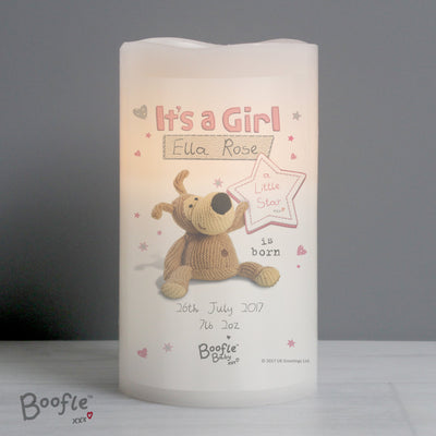 Personalised Boofle It's a Girl Nightlight LED Candle - Shop Personalised Gifts