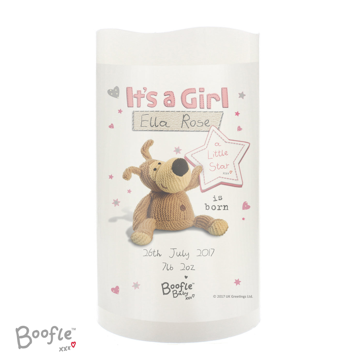 Personalised Boofle It's a Girl Nightlight LED Candle - Shop Personalised Gifts