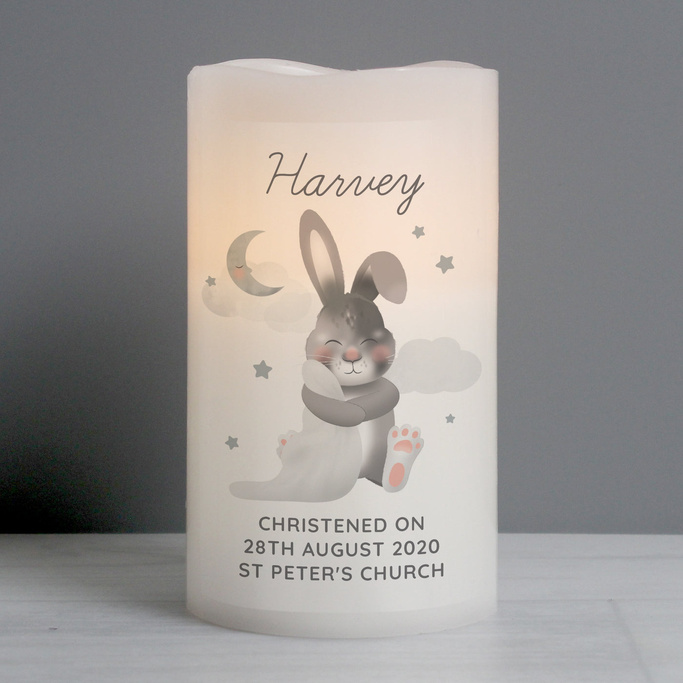 Personalised Baby Easter Bunny LED Candle - Shop Personalised Gifts