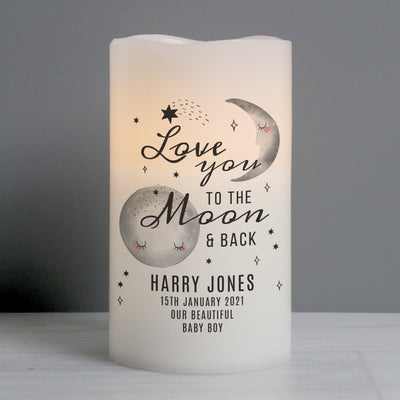 Personalised Baby To The Moon and Back LED Candle - Shop Personalised Gifts