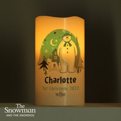 Personalised The Snowman and the Snowdog LED Candle