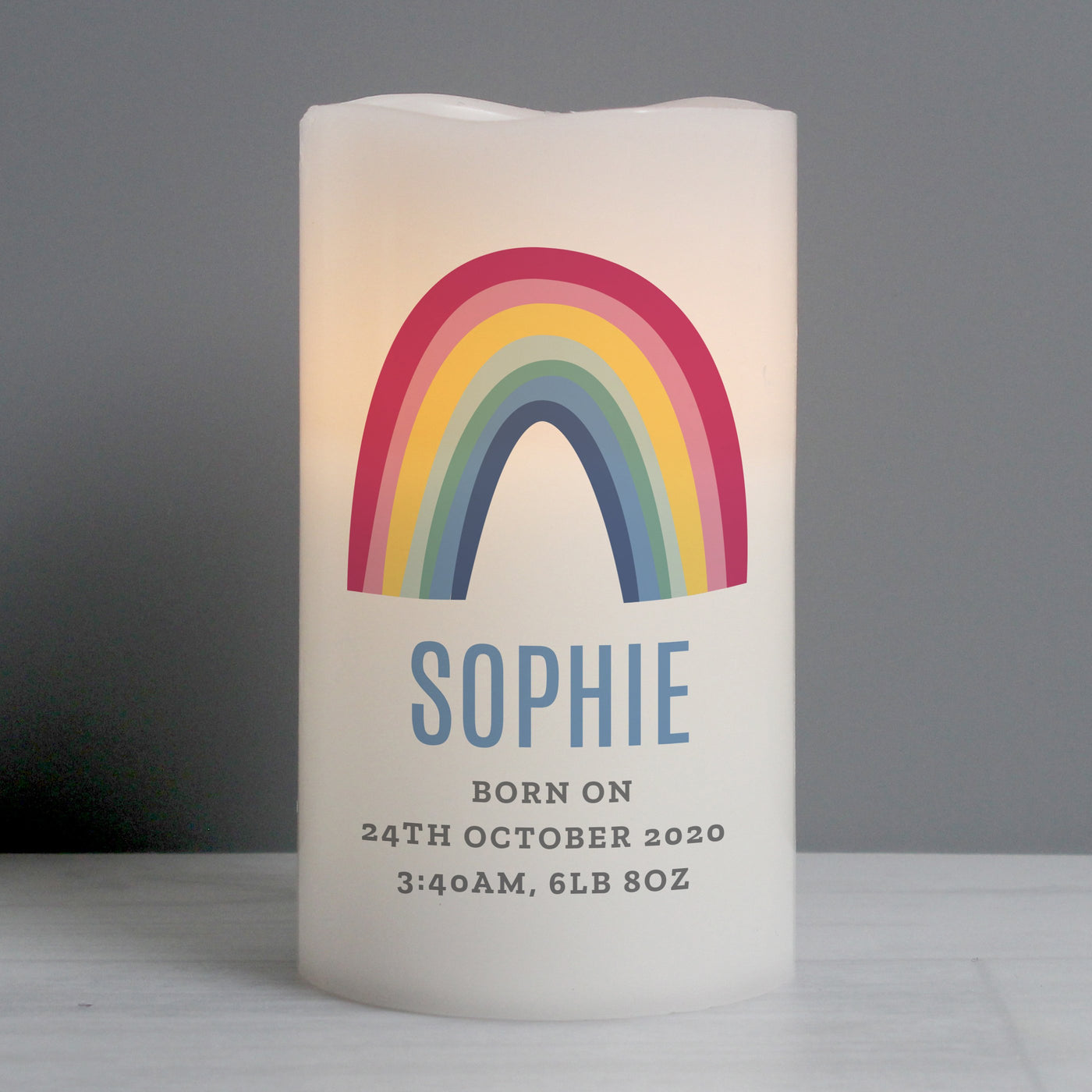Personalised Rainbow LED Candle - Shop Personalised Gifts