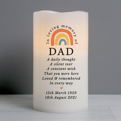 Personalised In Loving Memory Rainbow LED candle - Shop Personalised Gifts