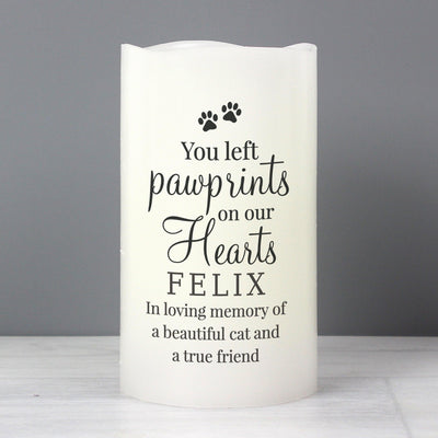 Personalised Pawprints On Our Hearts LED Candle - Shop Personalised Gifts