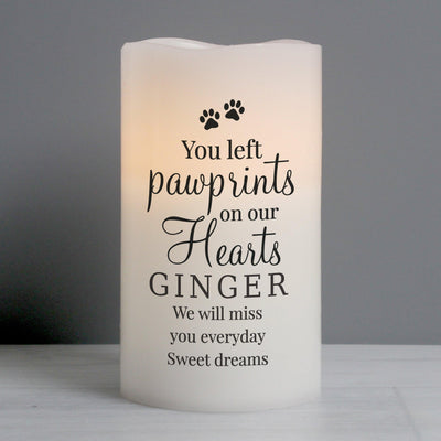 Personalised Pawprints On Our Hearts LED Candle - Shop Personalised Gifts