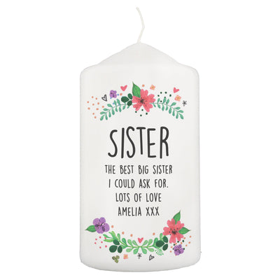 Personalised Floral Wax Pillar Candle - Shop Personalised Gifts