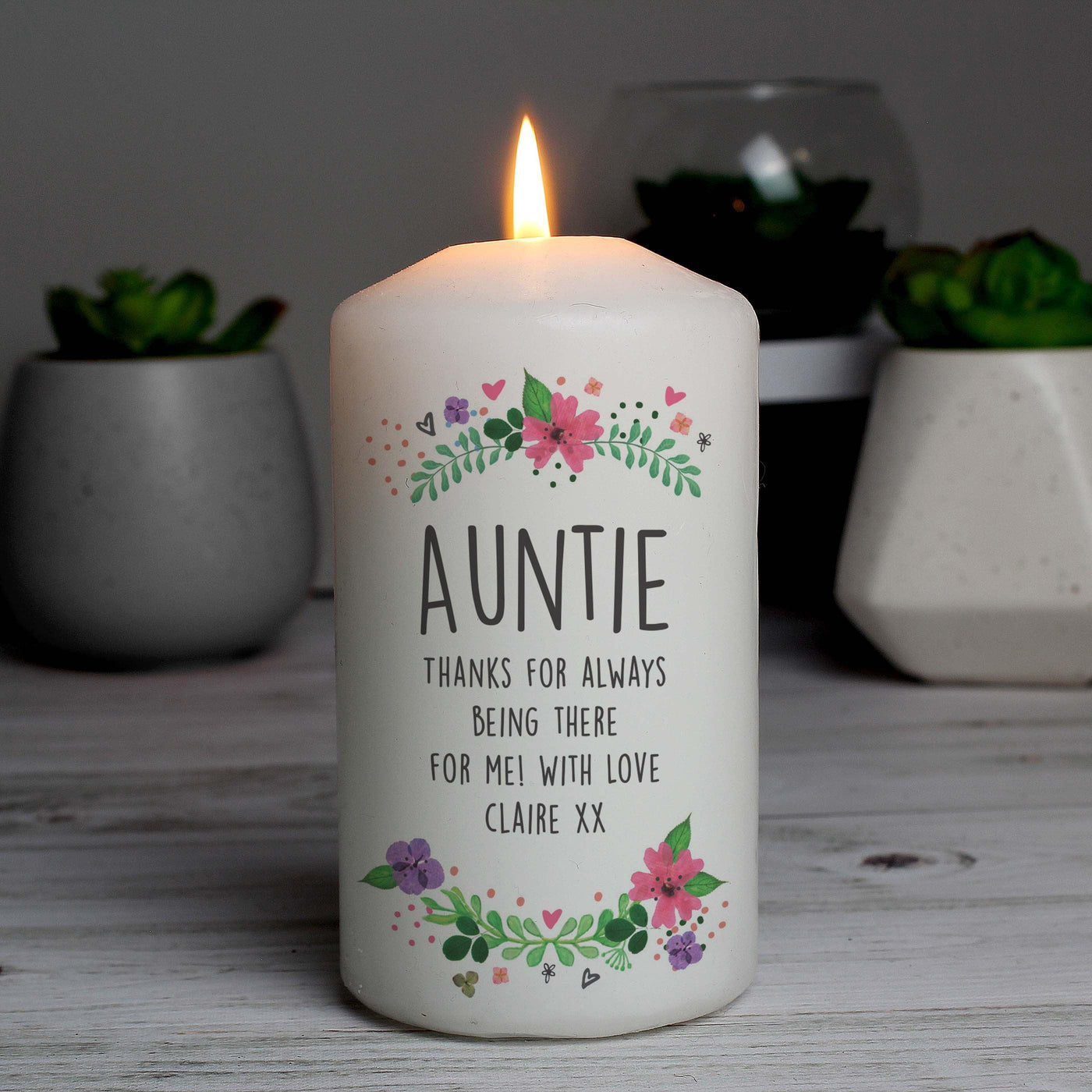 Personalised Floral Wax Pillar Candle - Shop Personalised Gifts