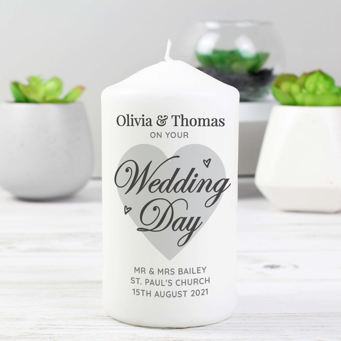 Personalised On Your Wedding Day Wax Pillar Candle - Shop Personalised Gifts