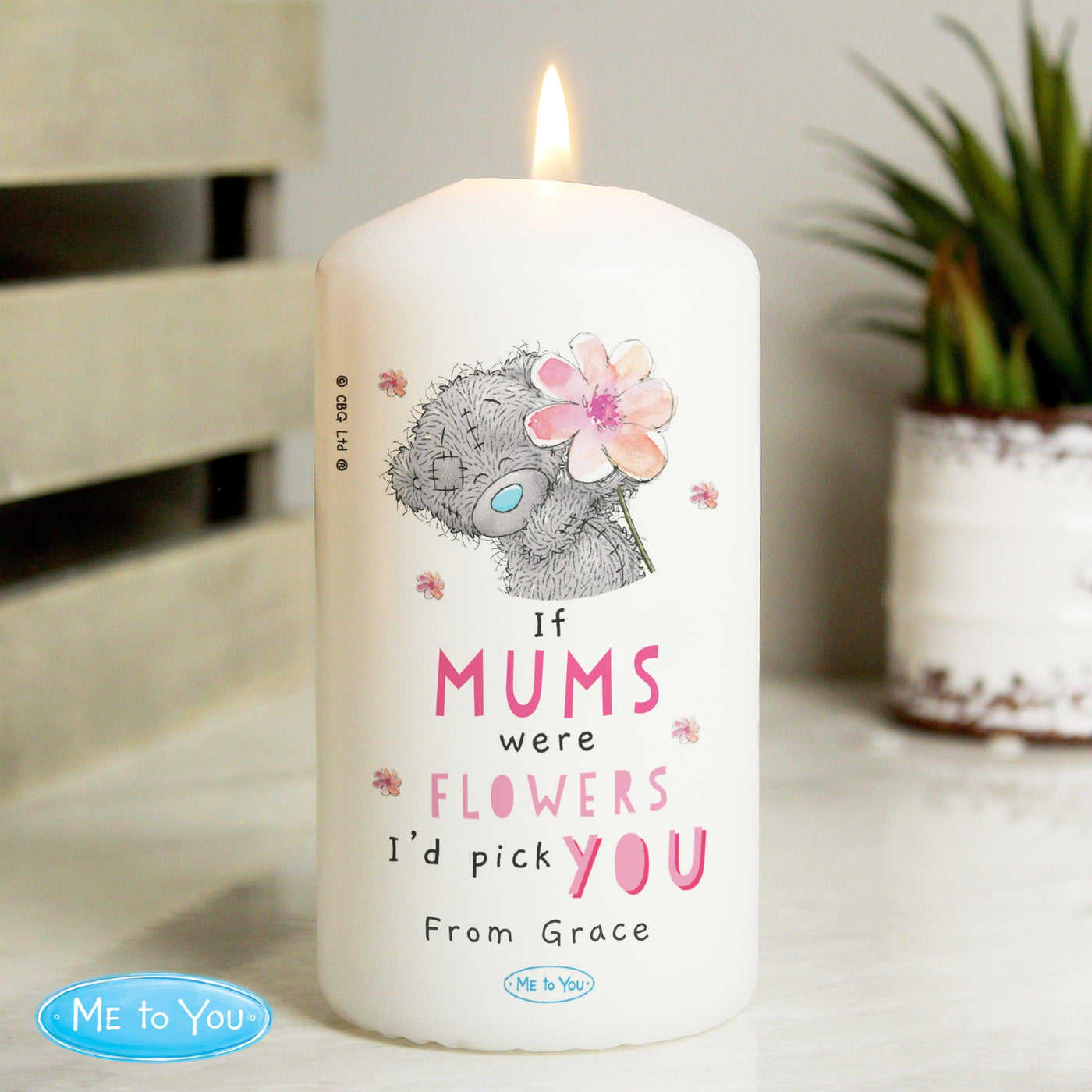Personalised Me To You If... Were Flowers Wax Pillar Candle - Shop Personalised Gifts
