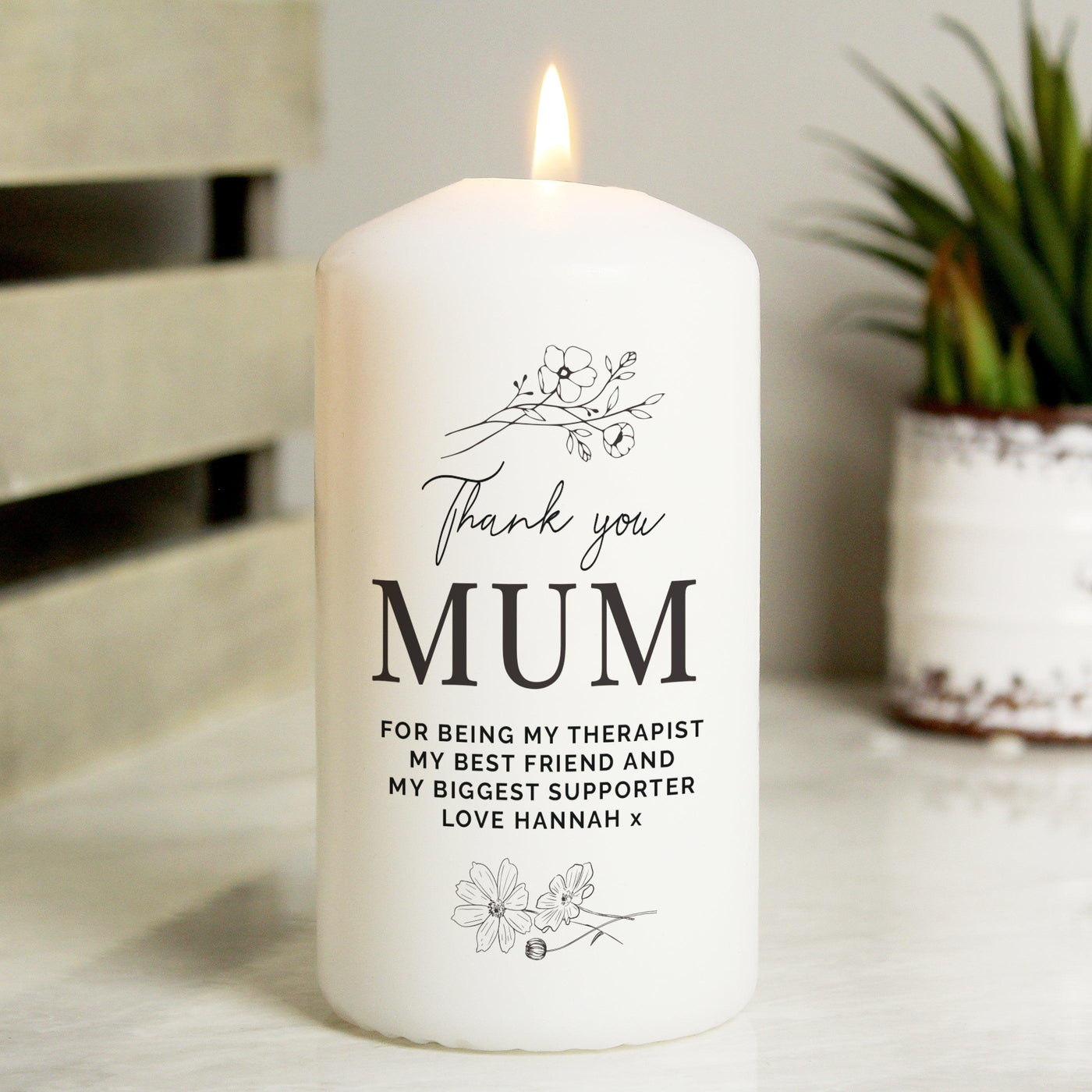 Personalised Floral Wax Pillar Candle - Shop Personalised Gifts