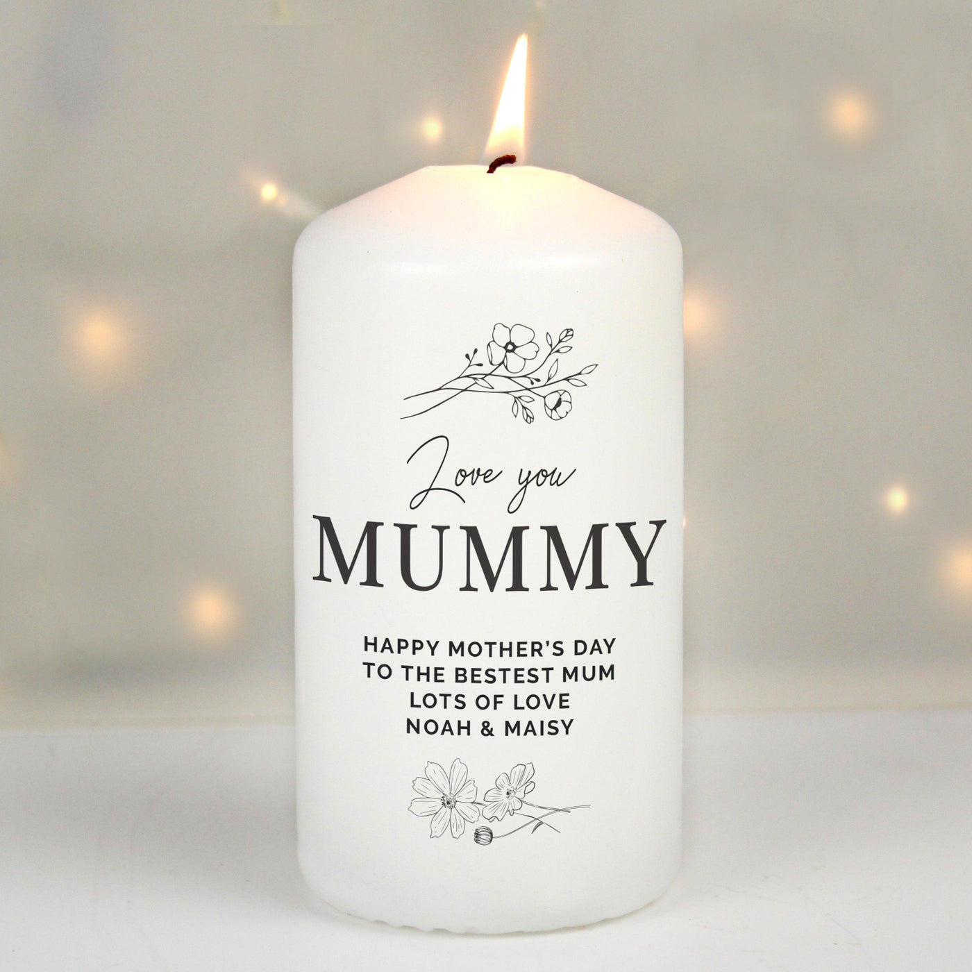 Personalised Floral Wax Pillar Candle - Shop Personalised Gifts