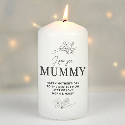 Personalised Floral Wax Pillar Candle - Shop Personalised Gifts