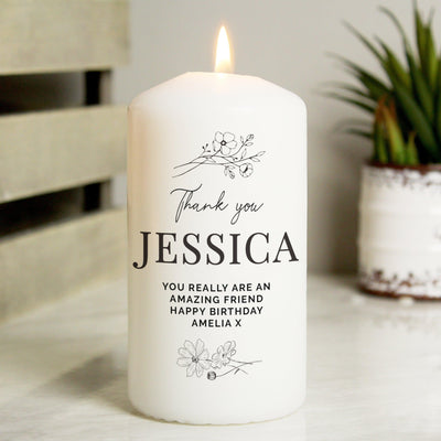 Personalised Floral Wax Pillar Candle - Shop Personalised Gifts