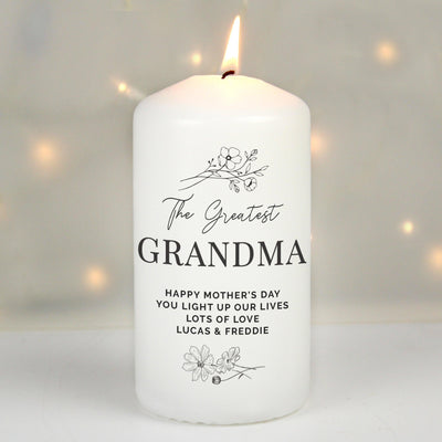 Personalised Floral Wax Pillar Candle - Shop Personalised Gifts