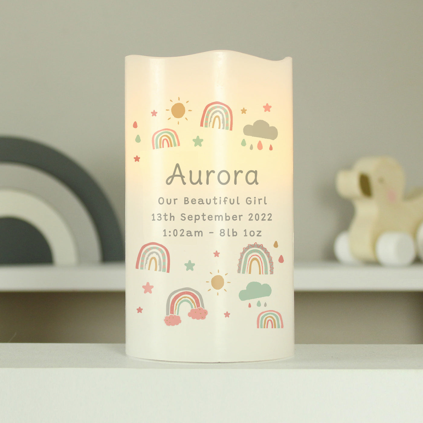 Personalised Rainbow Nightlight LED Candle