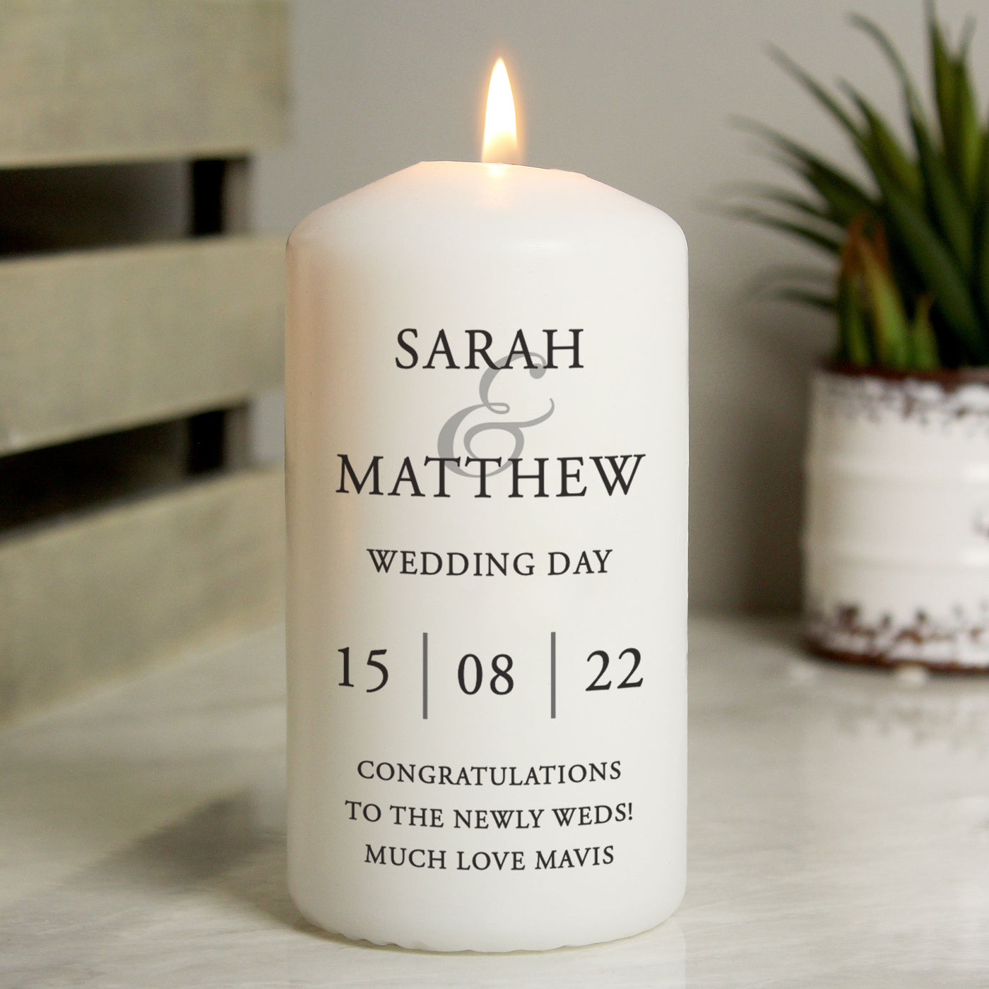 Personalised Couples Wax Pillar Candle