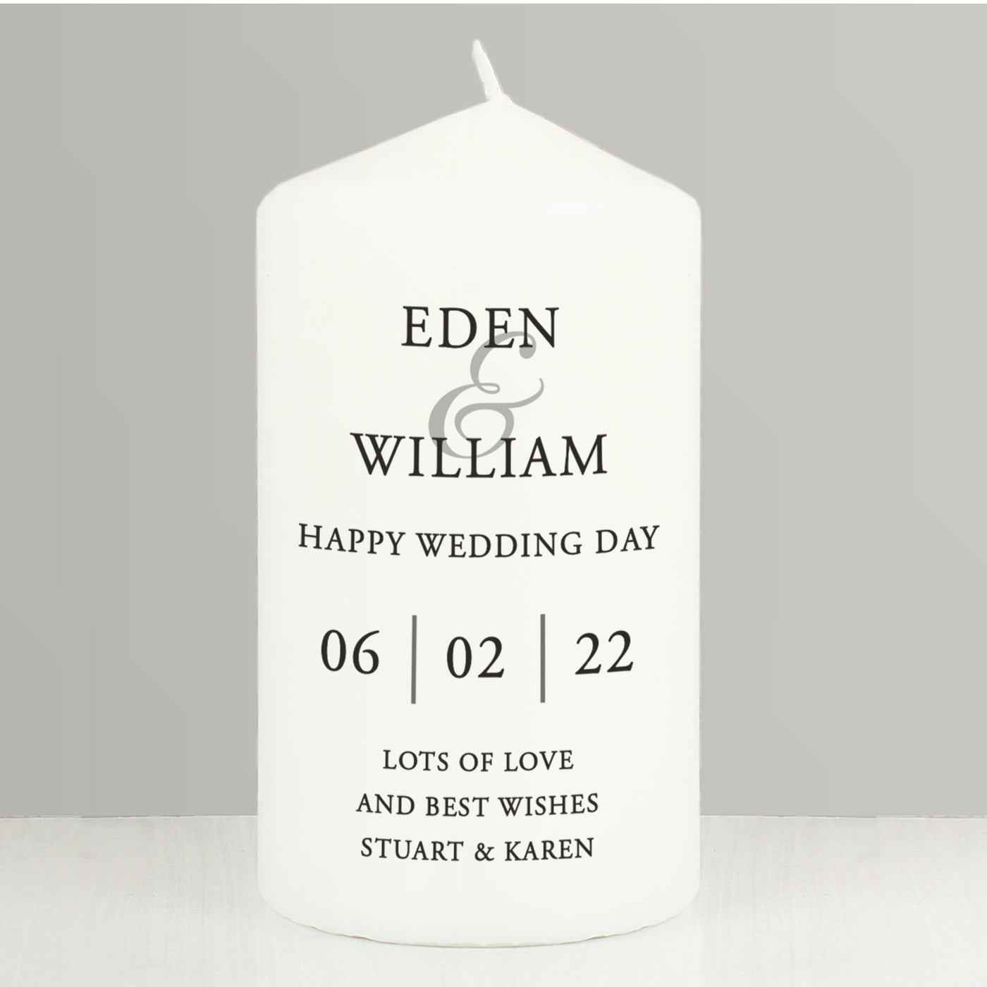 Personalised Couples Wax Pillar Candle