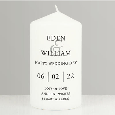 Personalised Couples Wax Pillar Candle