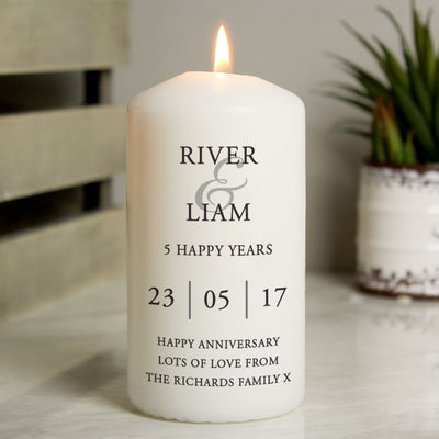 Personalised Couples Wax Pillar Candle