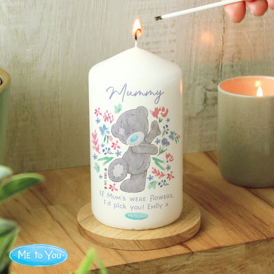 Personalised Me To You Floral Wax Pillar Candle