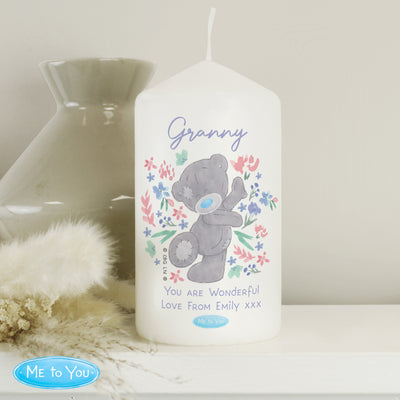 Personalised Me To You Floral Wax Pillar Candle