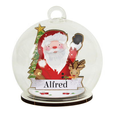 Personalised Wooden Santa Glass Bauble - Shop Personalised Gifts