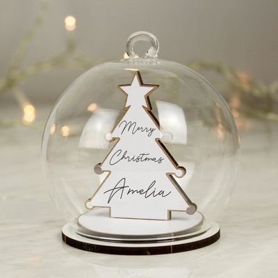Personalised Wooden Christmas Tree Glass Bauble - Shop Personalised Gifts