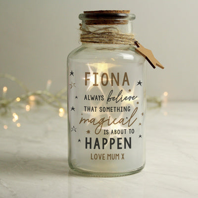 Personalised Magical Things Happen LED Glass Jar - Shop Personalised Gifts