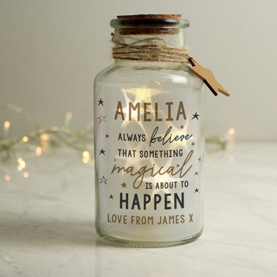 Personalised Magical Things Happen LED Glass Jar - Shop Personalised Gifts
